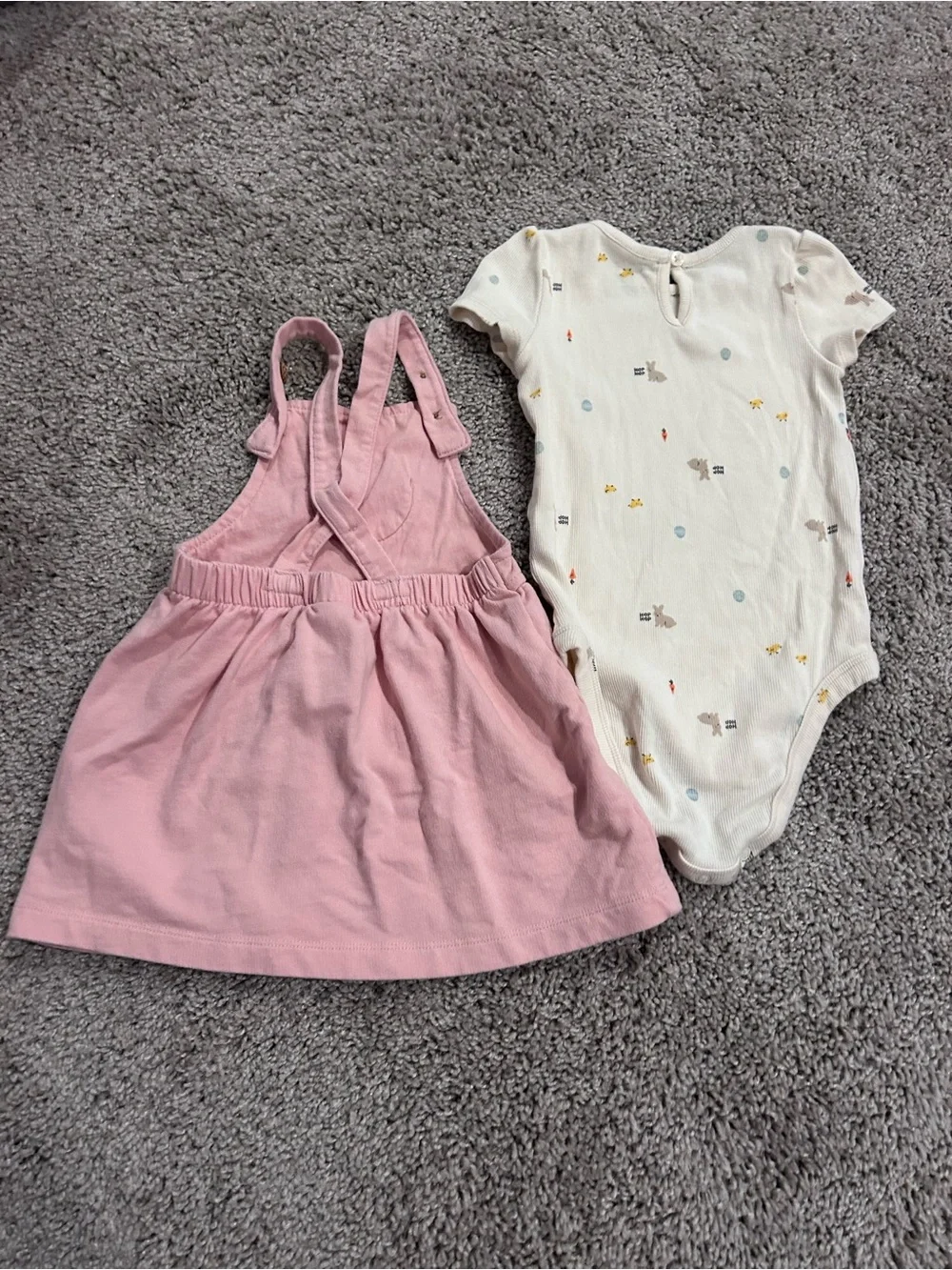 Carter's Pink Pinafore Bunny Dress with Cream Short Sleeve Onesie